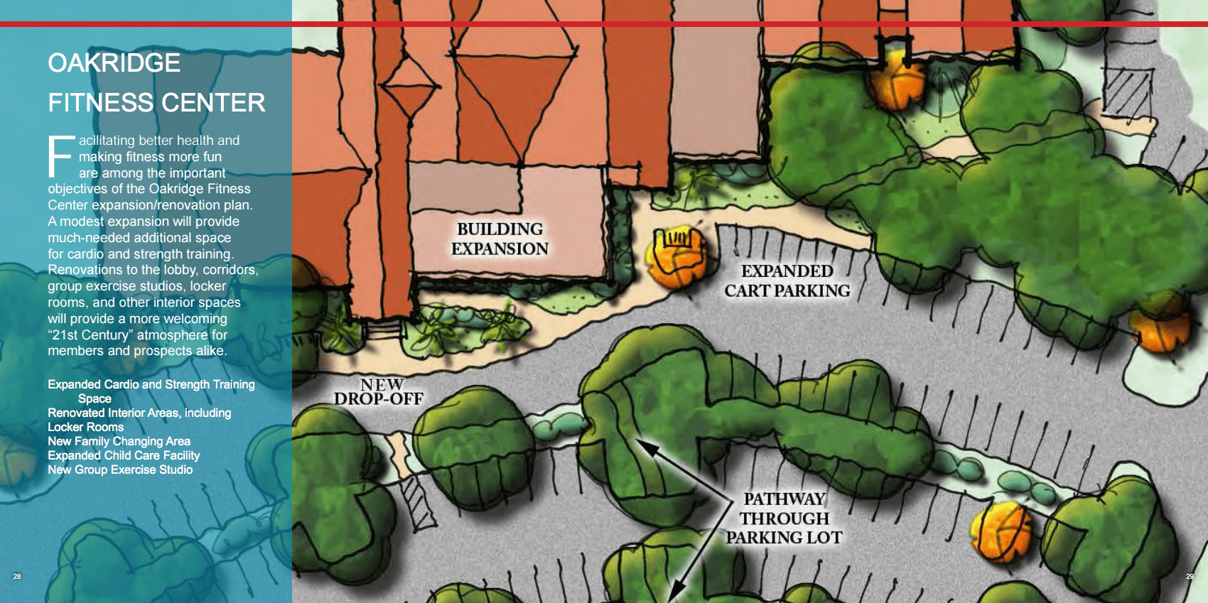 Map rendering of the Oakridge fitness center improvements.
