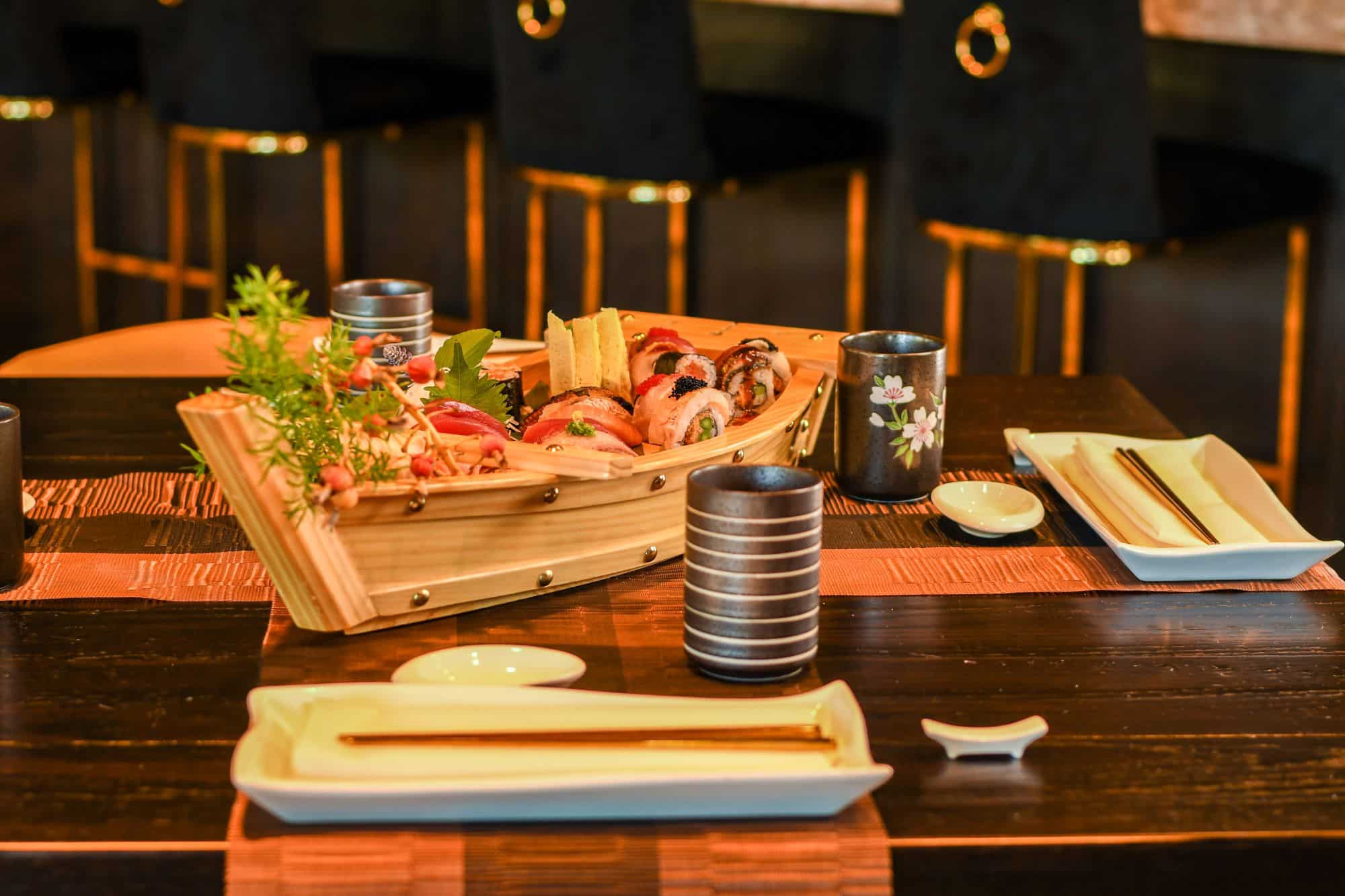 Fresh sushi served at Finjin sushi bar.