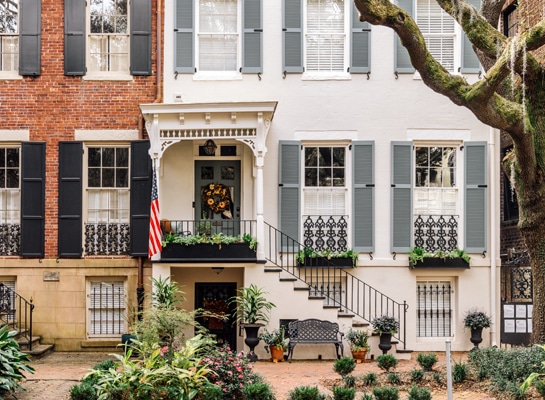 Beautifully restored historic homes are only 20 minutes away in downtown Savannah, Georgia.