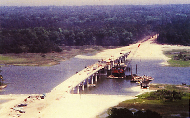 Construction of one of two bridges built in 1972 that connected Skidaway Island to the mainland.