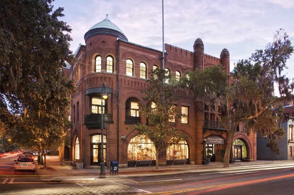 Three-story brick historic building in Savannah, voted one of the smartest places to retire.