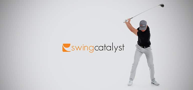 Male golfer taking a swing using Swing Catalyst.